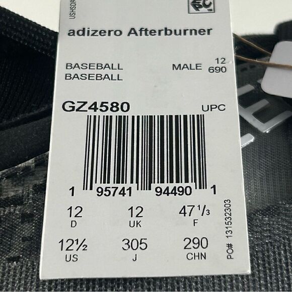 NEW Adidas Adizero Afterburner 8 NWV Mens Baseball Cleats Black Size 12.5 GZ4580 - Picture 8 of 8